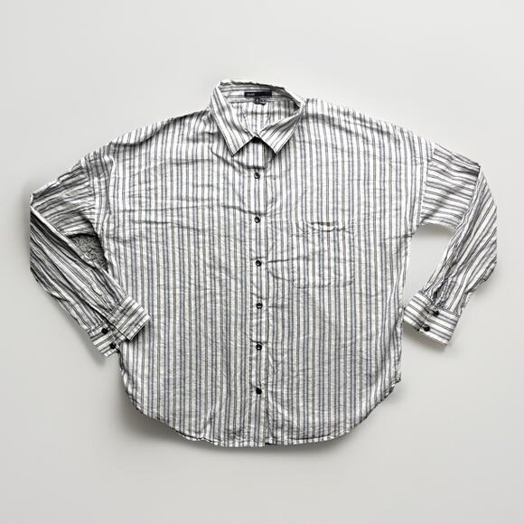 Vince Button Up Shirt Womens Small Oversized Boxy Striped Long Sleeve - Picture 1 of 9